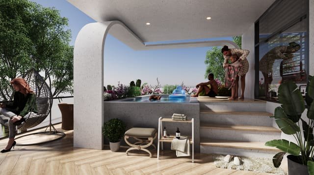 Private plunge pool on the balcony of an Estrella residence